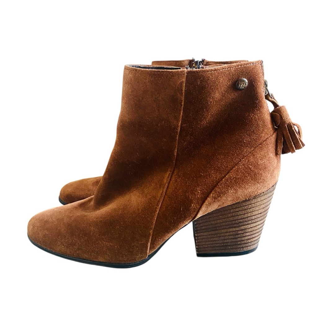 Paul Green Chestnut Brown Jada Suede Ankle Boots Tassel Zip - Picture 5 of 12